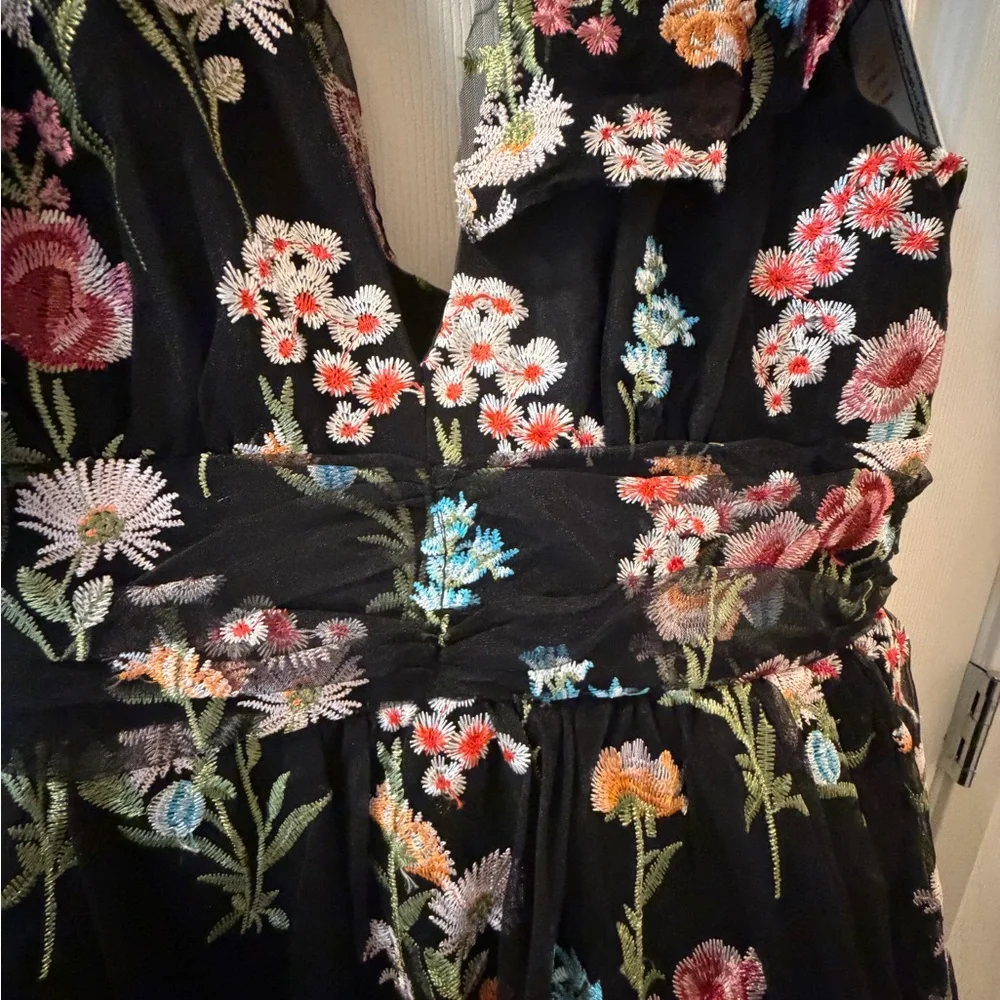 JessaKae Black Maxi Dress with Multicolor Floral Embroidery - Picture 7 of 8